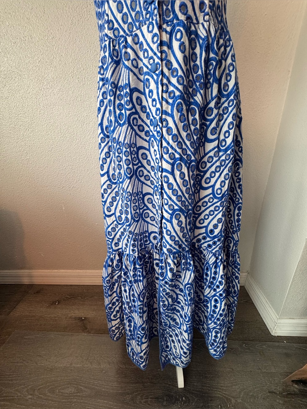 Zimmermann Eyelet Blue White Dress Ruffle Hem Cottagecore SZ 2 or S - Picture 12 of 16